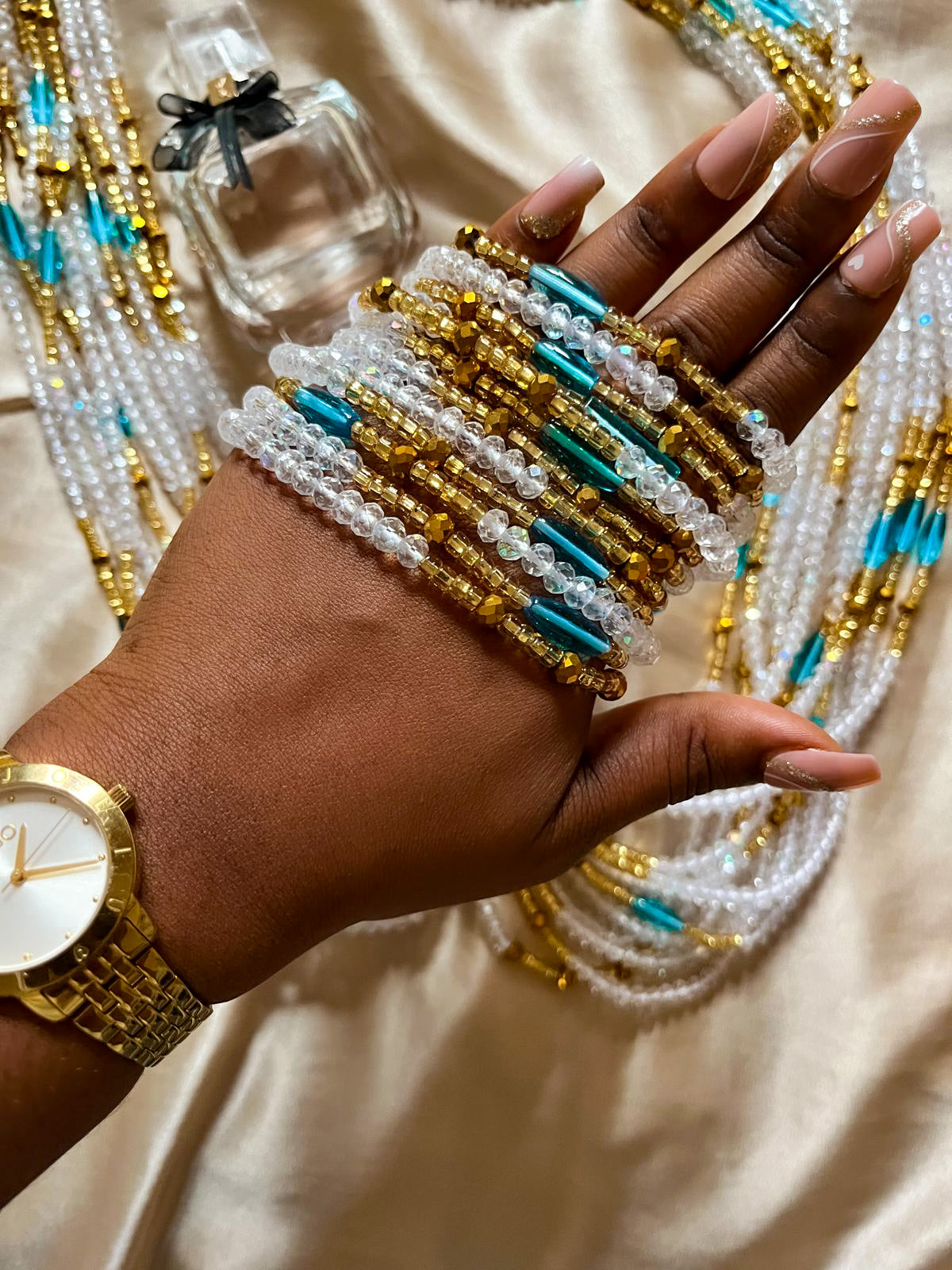 *Rare Find* Forget Me Not Lux African Waist Bead 🎀