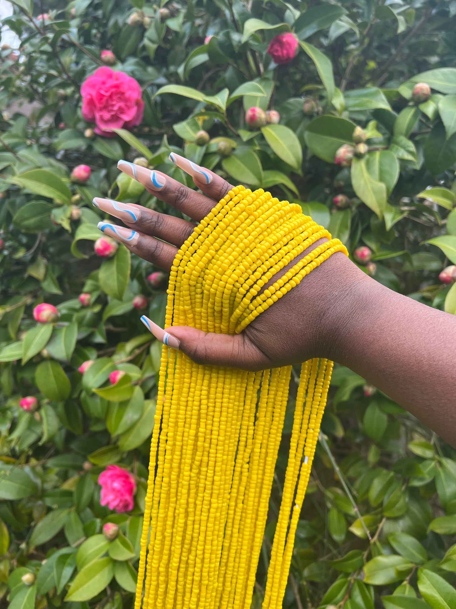 yellow African waist beads