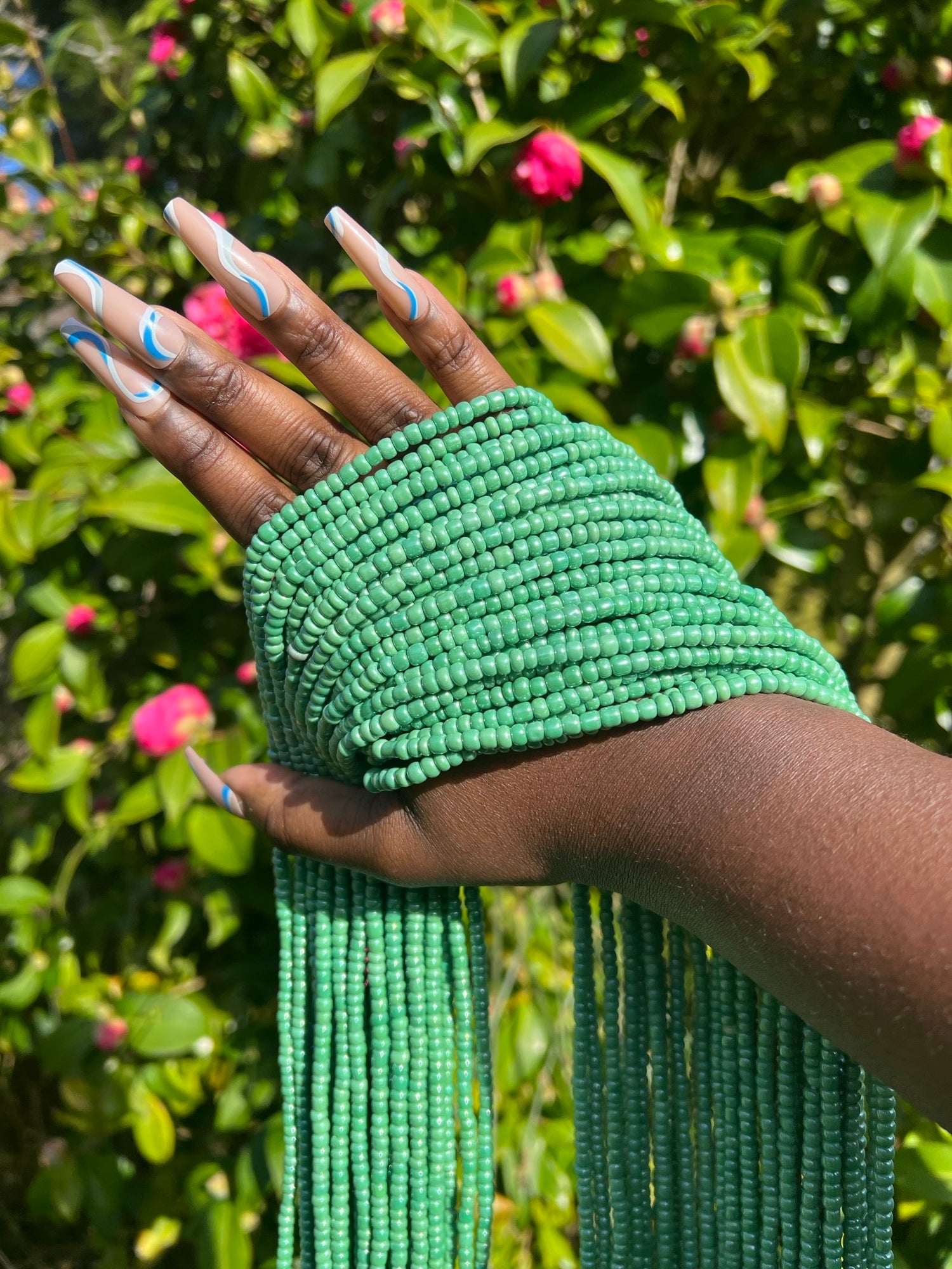 Green African waist beads