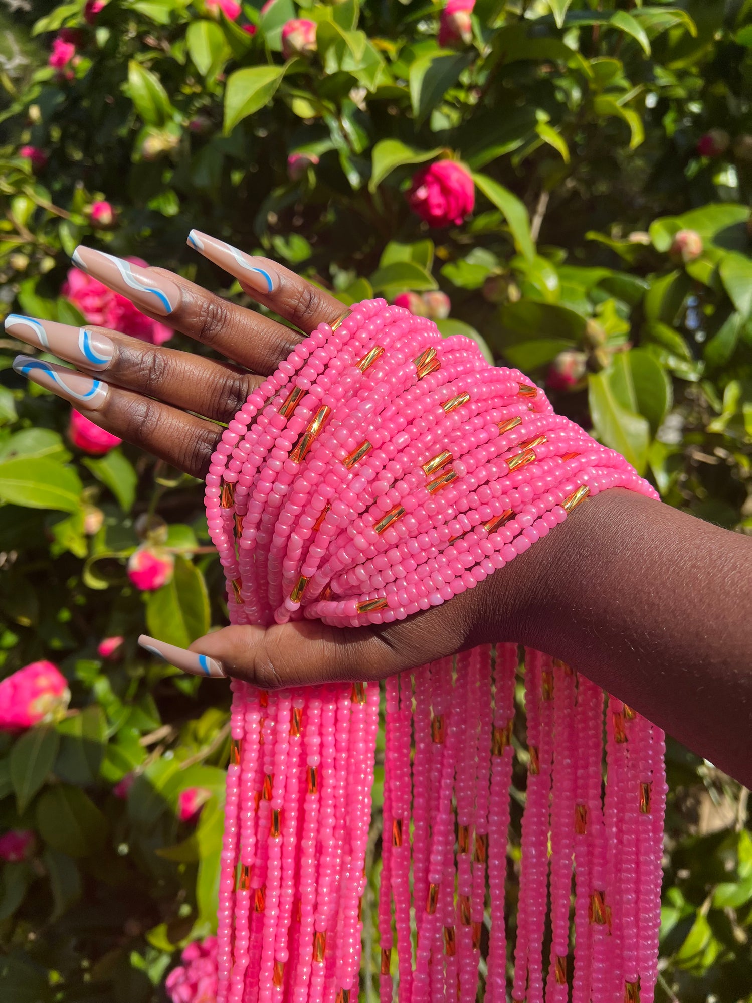 Pink waist beads