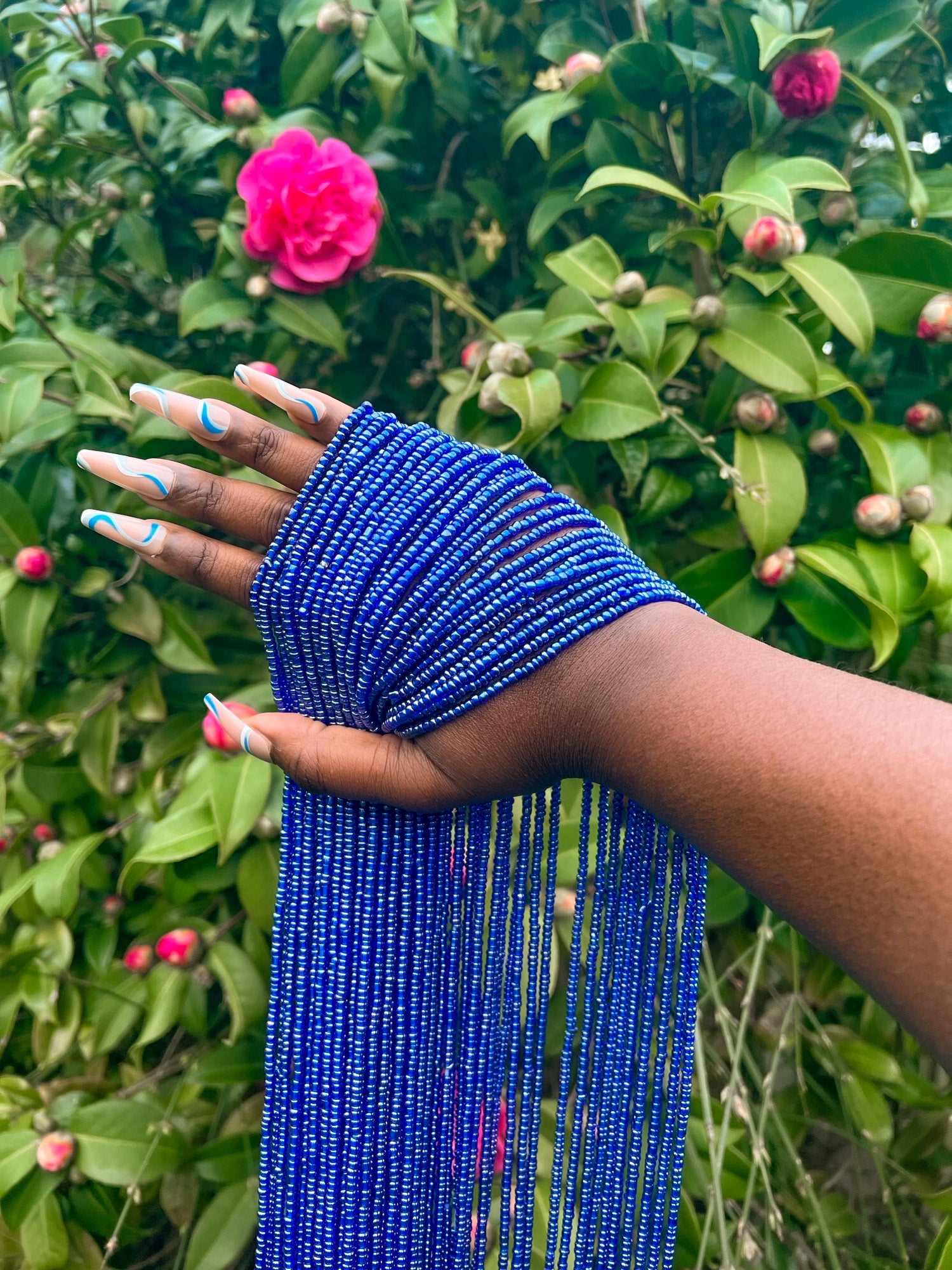 blue African waist beads