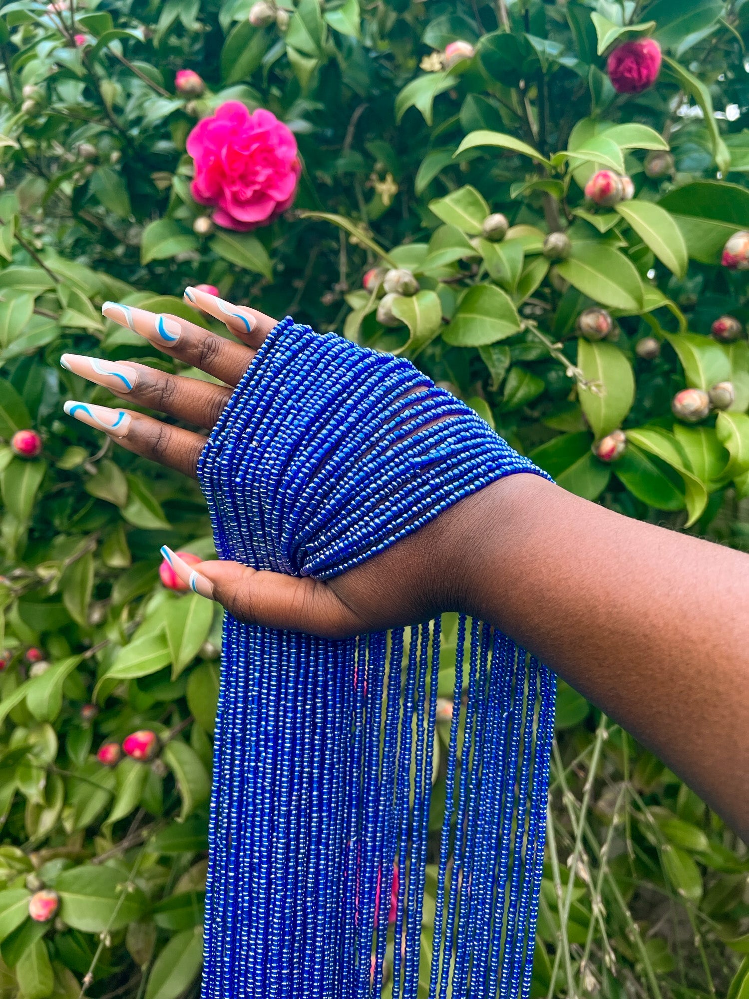 blue African waist beads