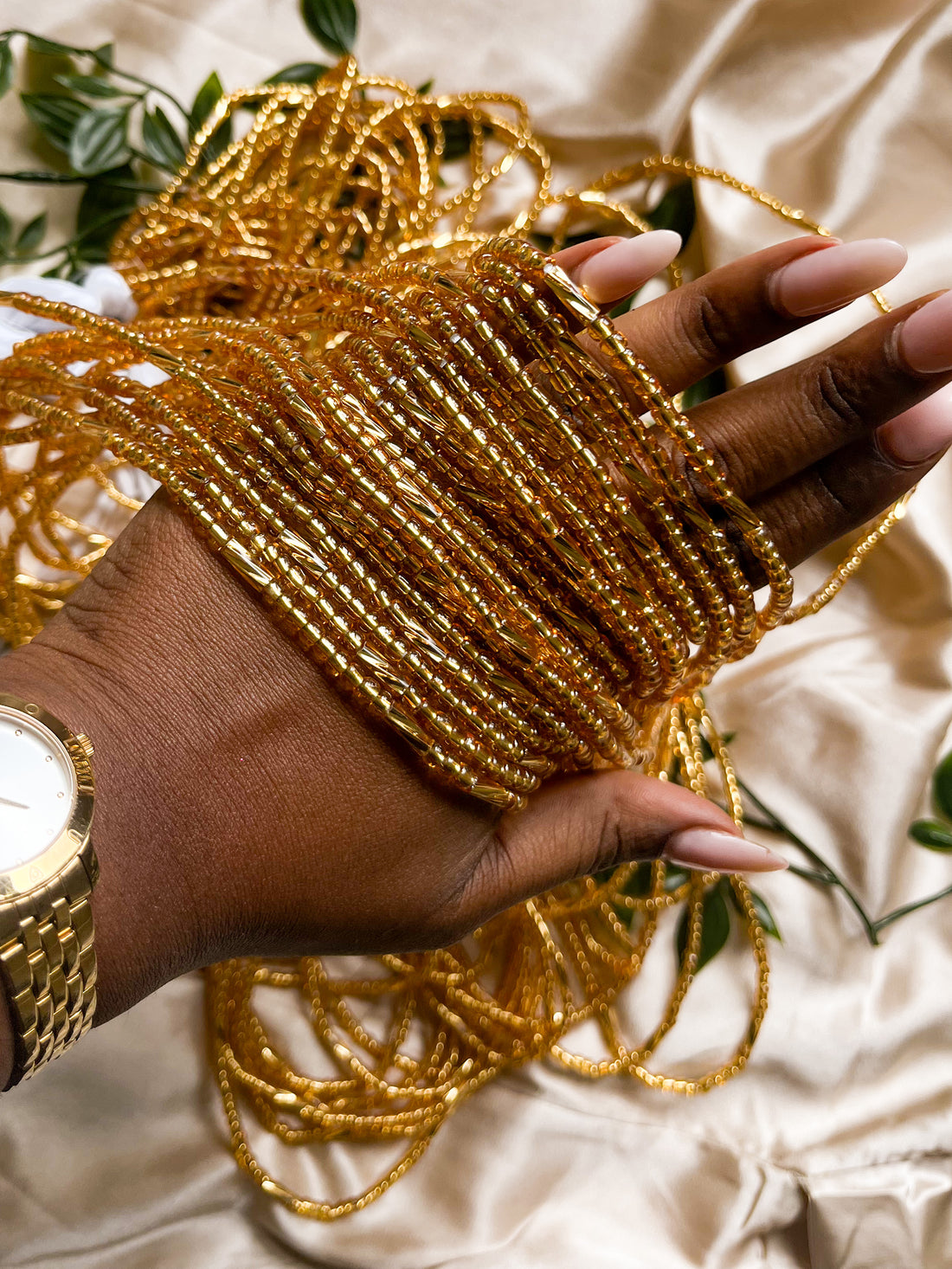 gold african waist beads